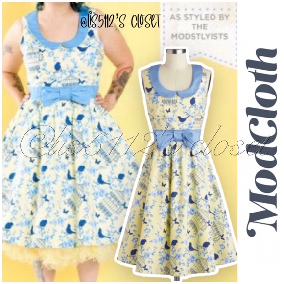 ModCloth x Retrolicious All the World’s a Birdcage Floral Retro Dress 3X - Picture 2 of 16